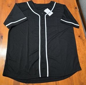 NWT Amazon Fansguys Blank Baseball Jersey Black And White Unisex Size Large